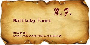 Malitsky Fanni névjegykártya
